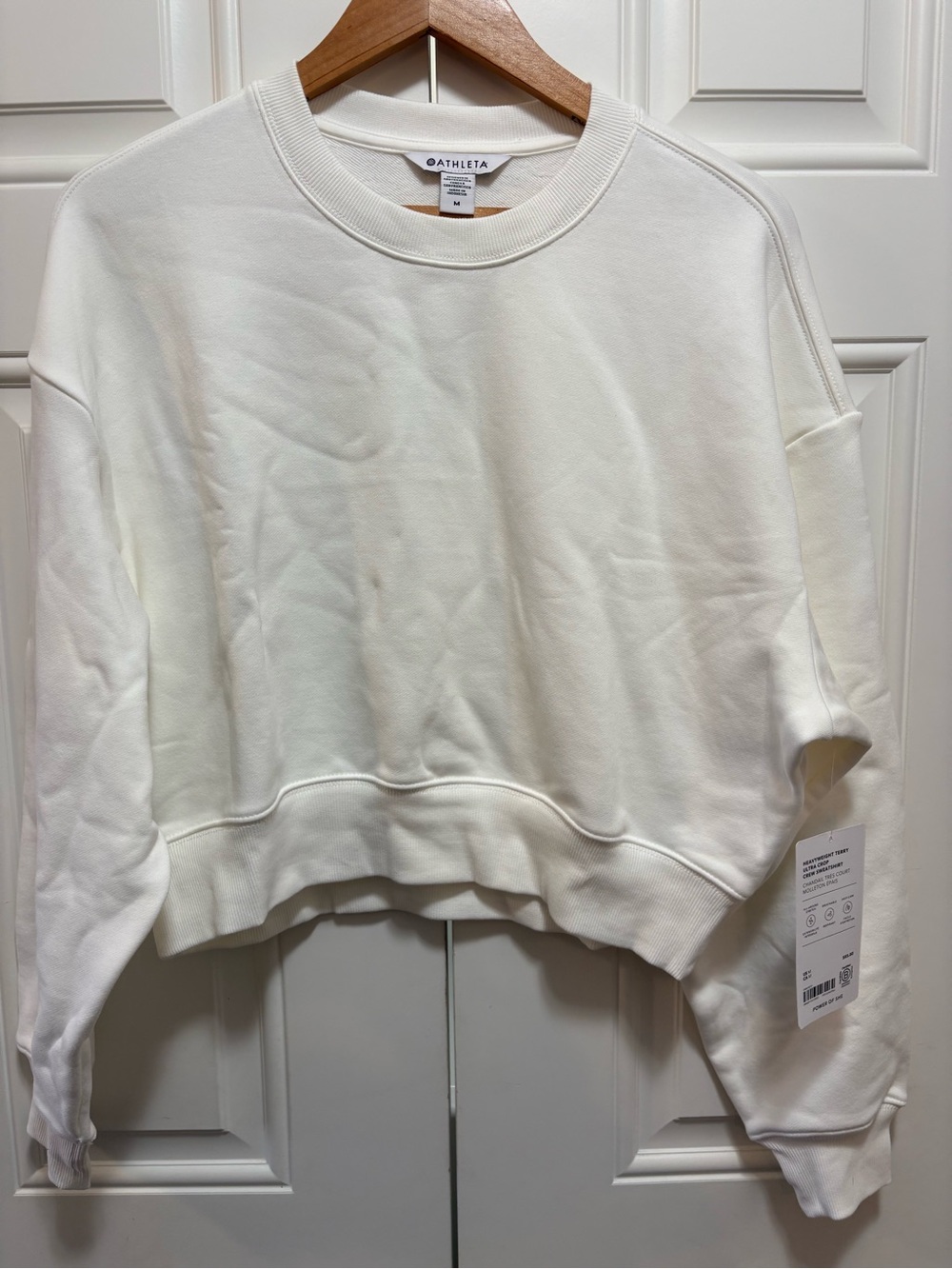Athleta Women's Power of She Ultra Crop Crew Sweatshirt - white